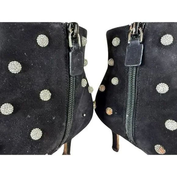 Stuart Weitzman Carine Crystal Black Suede Ankle Boots US 5 - Picture 7 of 11